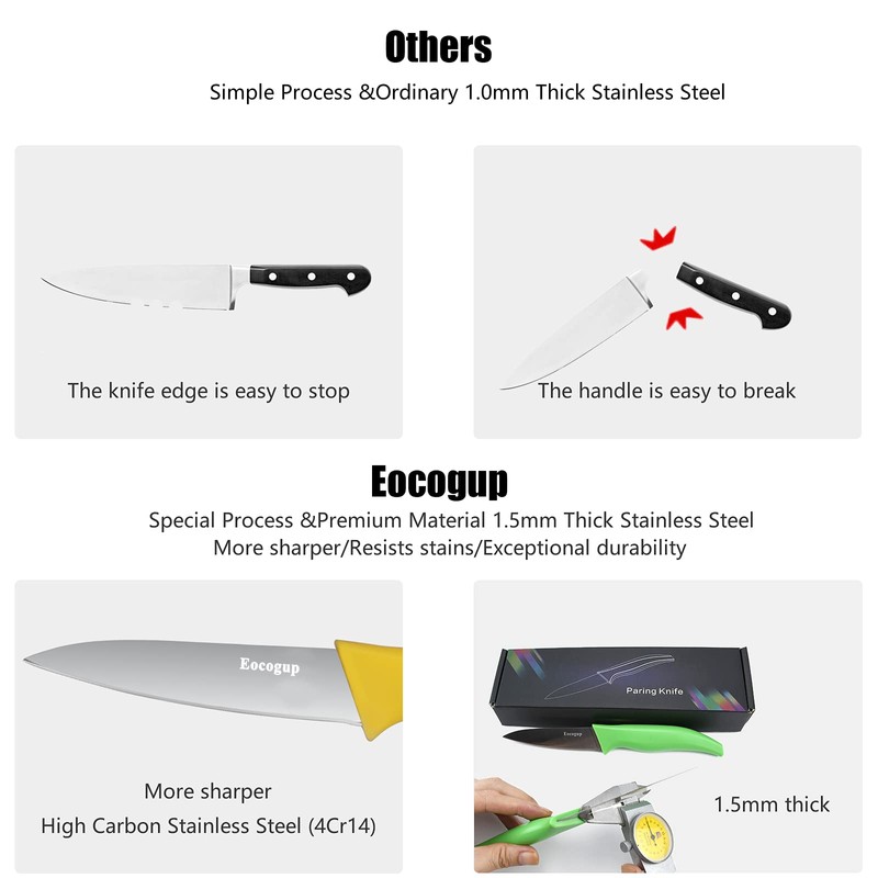 Eocogup Paring Knife,3.7 inch Fruit and Vegetable Paring Knives,Stainless Steel
