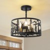 Sloped Rustic Semi Flush Mount Ceiling Light Fixture,3-Light Round E26
