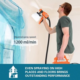 Tilswall 800W HVLP Paint Sprayer, High Power Electric Spray Gun with 3 Nozzle Sizes, 3 Spray Patterns, and 1300ML Detachable Container - Perfect for Furniture, Cabinets, House and Fences