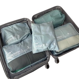 ChicHouse Set of 5 Suitcase Organizers for Holidays, Business Travels, for Childbirth Bags. Space-Saving Suitcase Bags, Packing Cubes. (Dusty Blue)