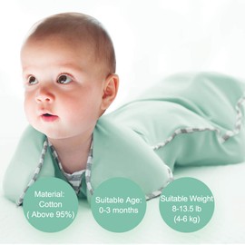 NARUTOO Baby Swaddle Sack, Multi-Color Newborn Boy or Girl Adjustable Sleep Sack Breathable Soft Premium Cotton Suit for Kids Aged 0-3 Months (Mint Green)
