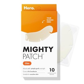 Mighty Patch Hero Cosmetics Chin Acne Pimple Patches, 10 Ct | XL Full Coverage Hydrocolloid Patch, Contoured for Chin, Non-Irritating, Dermatologist T