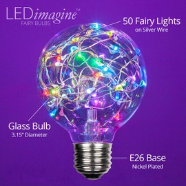 LEDimagine Fairy String Light Bulb Fairy Lights, LED Globe Fairy Light Pendant Bulb, Globe Fairy LED Light (RGB Multicolor Color Changing, G80 Globe Light Bulb, E26 Base)