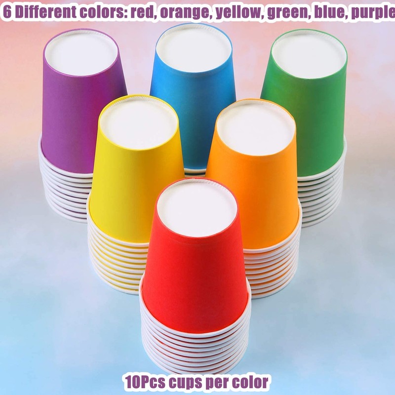 LATERN 60Pcs Disposable Paper Cups, 250ml Multicolor Drinking Cups DIY