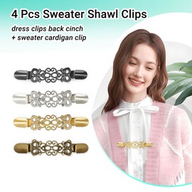 ATGLP 4Pcs Dress Cinch Clips Sweater Clips, Vintage Waist Cincher Clip for Women, Decorative Clothing Brooch Clip for Sweaters, Dresses & Shirts