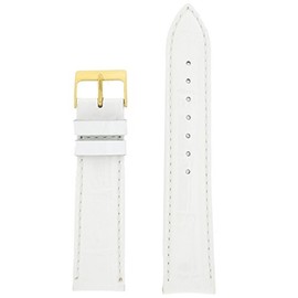 Tech Swiss TSA230-22G Watch Band White Leather Crocodile Grain 22 millimeter