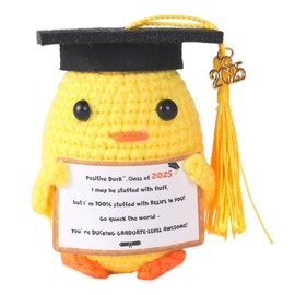 WENGIFT - Regalo de graduación positivo de pato 2025, hecho a mano, pato de ganchillo con tarjeta inspiradora, recuerdo alentador para graduados de secundaria y universitarios