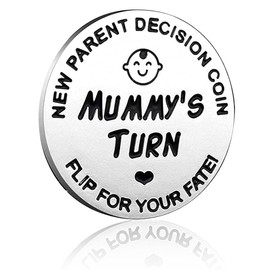 XUKZIMA 1 Pcs New Parents Decision Coin Stainless Steel Commemorative Coins Gifts for Dad Mum Newborn Baby Gifts New Mum Gifts Birthday Anniversary (Silver)