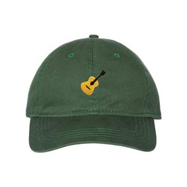 Go All Out One Size Dark Green Deluxe Dad Acoustic Guitar Embroidered Deluxe Dad Hat