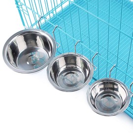 Yosoo Taza de Acero Inoxidable para gallinero, tazón para Agua y comedero, Taza para pájaros con Alambre,Hogar y Cocina （S）