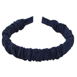 GOMINIMO Satin Ruffle Wide Headband (Navy Blue) OR30-9