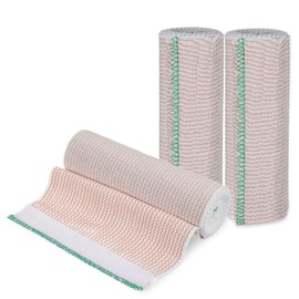 2 Pack Premium Elastic Bandage Wrap, 4 Inch Reusable Compression Wraps for Legs Ankles Knees Tummy and Body - Hook & Loop Fasteners at Both Ends - Latex Free - Washable & Reusable