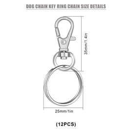 12Pcs Keyring Clip with Keyring Rings, Silver Key Ring Clips, Key Chain Clip with Split Key Rings, Detachable Lobster Clasp Keyring, for Key Hanging DIY Crafts Jewellery Making