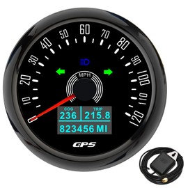 85mm GPS Speedometer Gauge 0‑120MPH Boat Speedometer Waterproof Odometer Speed Meter with COG Trip Total Mileage for Car Truck Motorcycle 7 Colors Backlit 9-32V