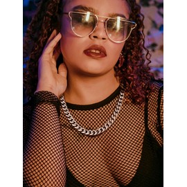 GOLDCHIC JEWELRY Steel Curb Chain Necklace, 12mm Cuban Link, 18 inches