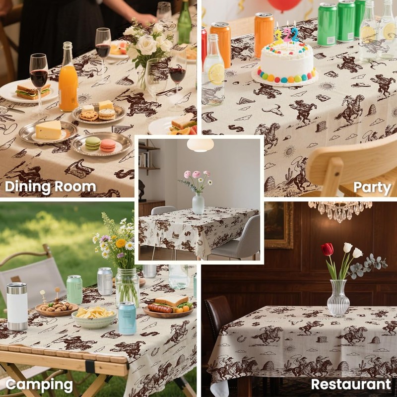 ANATTASOUL Western Cowboys Rectangle Tablecloth for Dining Table