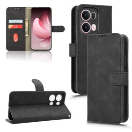 GOGME Leather Case for OPPO Reno 13 Pro (Reno13 Pro) 5G Wallet, PU/TPU Protective Cover, Shockproof Flip Case with [Card Slots] and [Kickstand]. Black