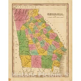 Historic Map : Georgia, 1826, Anthony Finley, Vintage Wall Art : 35in x 44in