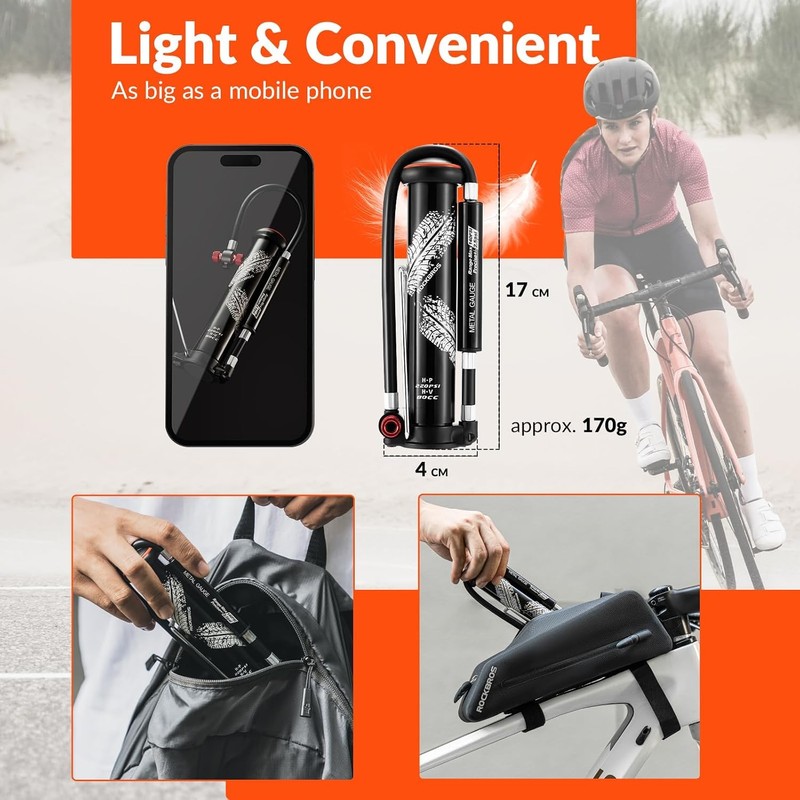 ROCKBROS Mini Bomba de Aire Manual para Bicicleta
