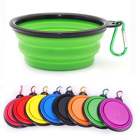 Collapsible Dog Bowl, Collapsible Water Bowl for Cats and Dogs, Portable Water Bowl with Carabiner (Medium, 650ml), Green