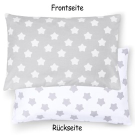 PinkZebra Pillowcase for children, girls and boys, pillowcase 30 x 50 cm, made of 100% cotton, pillow case, Oeko-Tex Standard 100, children's covers with zip, stars