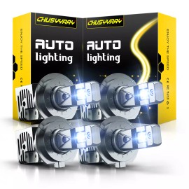 CHUSYYRAY 4Pc H7 Full Front LED Headlights Lights Bulbs High-Low Beam 10000LM Xenon White