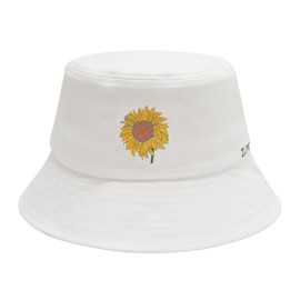 ZLYC Unisex Fashion Embroidered Fishing Hats Summer Outdoor Hat for Teenagers(Sunflower White),One Size