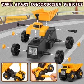 Dreamon Construction Site Vehicles, Assembly Digger Truck Toy with Electric Drill, Educational Games, Gift for Boys / Girls, Ages 4, 5, 6