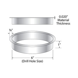 Outwater 6" (Nominal) Diameter x 1" Height 304 Stainless Steel Trash Grommets for Countertop Inserted Trash Chutes
