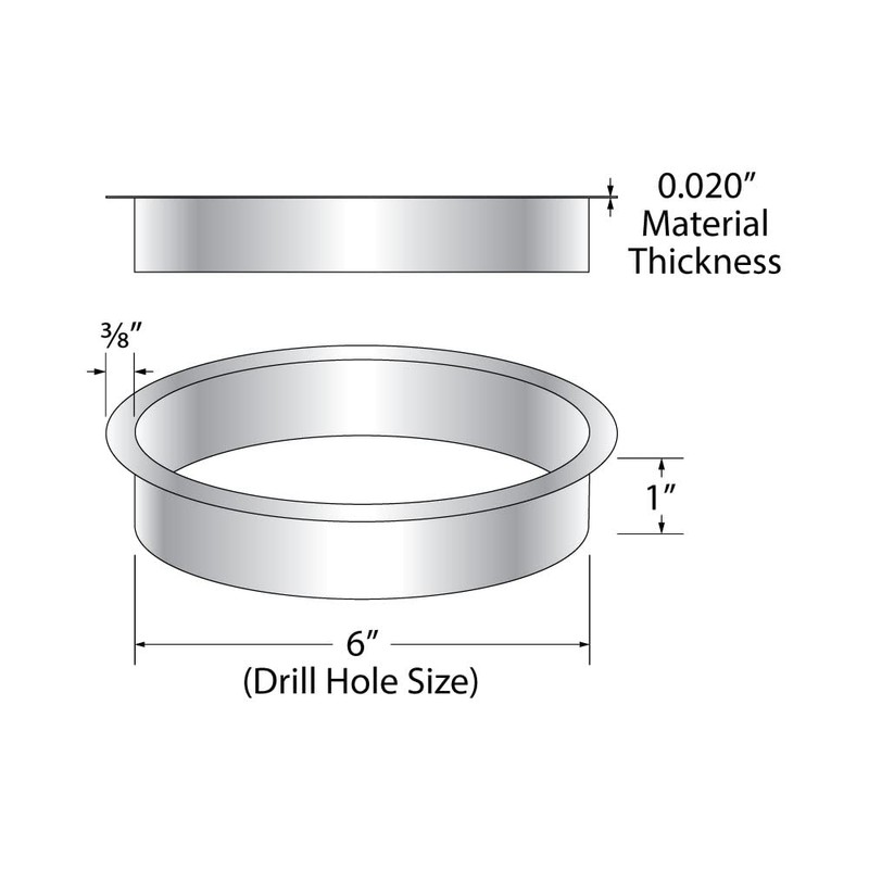 Outwater 6" (Nominal) Diameter x 1" Height 304 Stainless Steel