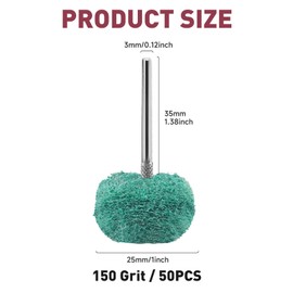 Shineboc 50 Pieces Abrasive Wheels, 25mm Abrasive Buffing Polishing Wheels Set with 1/8" (3mm) 150 Grit for Dremel Rotary Tools