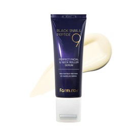 Farmstay Black Snail & Peptide 9 Perfect Facial & Neck Roller Serum – Firming & Lifting, Deep Hydration & Skin Elasticity, Snail Mucin & 9 Peptides for Youthful Glow & Smooth Skin, 100ml