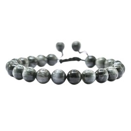 Amazing Gemstone Grey Cats Eye Bracelet, Gifts For Men & Women - Protection Healing Crystal Bracelet - 8mm Gemstone Beaded Adjustable Bracelet, Pulseras Para Hombres Mujer Stocking Stuffers