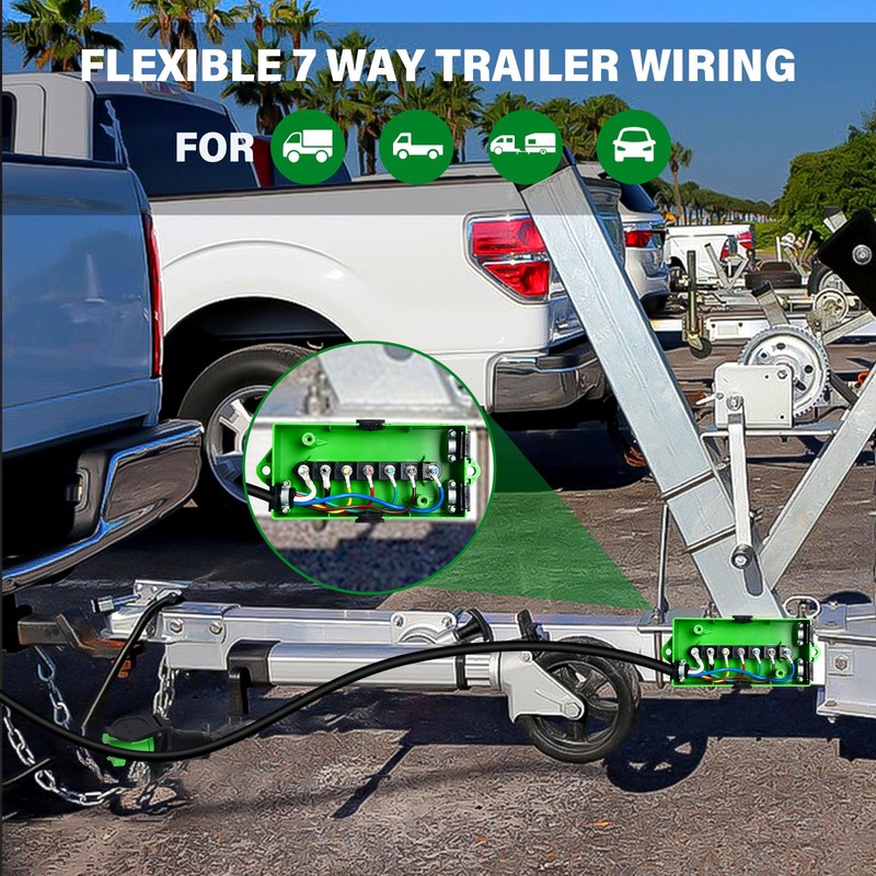 Anayguto 4 FT 7 Pin Trailer Wiring Harness with 7