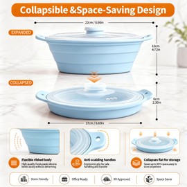Collapsible Microwave Steamer Bowl, Silicone Microwave Cookware with Lid, Dishwasher Safe, for Vegetables Seafood etc, Microwave Steamer for Vegetables (Sky Blue)