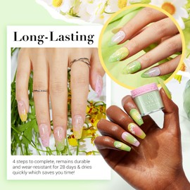 AZUREBEAUTY Floral Lime Green Dip Powder Nail Kit Starter Liquid Set with Base Top Coat Activator Dried Flowers for French Nails Art Manicure DIY Salon