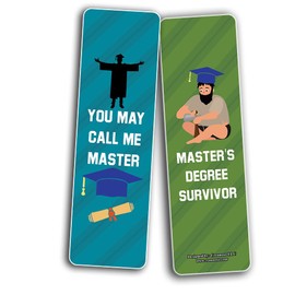 Creanoso Funny Master Degree Graduation Bookmarks (2-Sets X 6 Cards) – Daily Inspirational Card Set – Interesting Book Page Clippers – Great Gifts for Kids and Teens