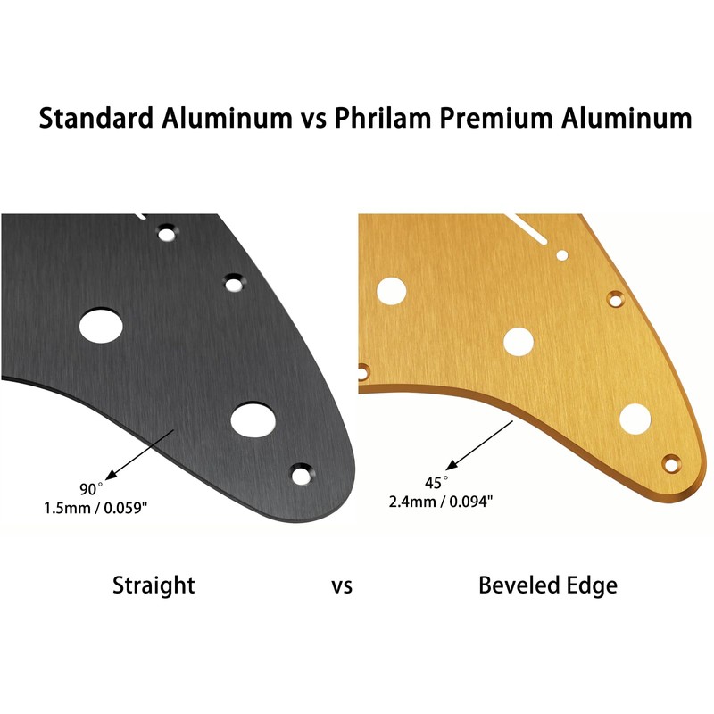 Phrilam SSS Anodized Aluminum Strat Pickguard for Fender Stratocaster, Gold