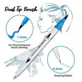 NAYA Felt Tip Pens Colouring Markers 60 Watercolour Marker Pen, Double Tip Art Fine Brush Markers for Adult Students, DIY Card Making, Photo Album Colouring Books Craft Doodling. (60 Pack)