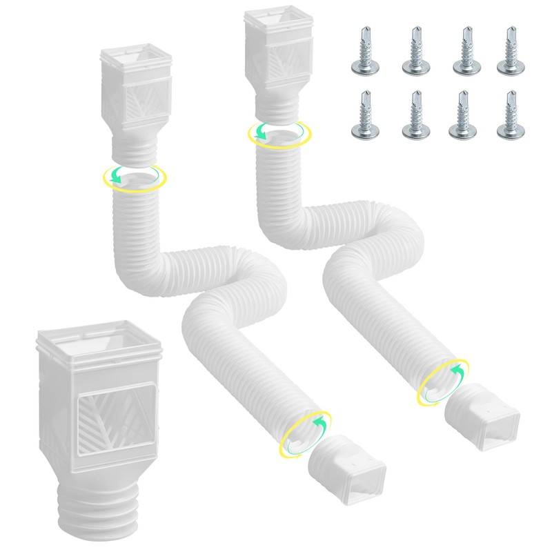 VEVOR Rain Gutter Downspout Extensions, 2-Pack Flexible Downspout Extender, Down