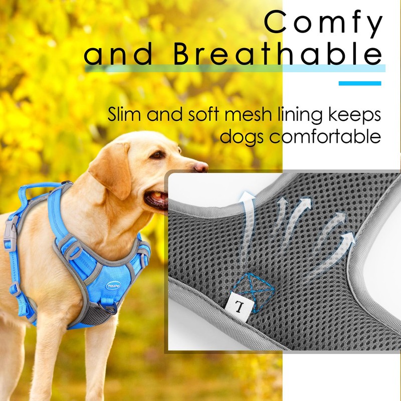 ThinkPet Anti-Pull Dog Harness, with Handle, Easy to Control, Adjustable,