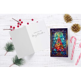 JBH Creations Stained Glass Tree Christmas Card - Pack of 24