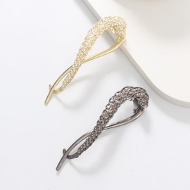 Mecool 2 Pcs Crystal Hair Barrettes for Women - Ponytail Holder Headwear Bridesmaid Hair Styling Accessories for Straight & Curly Hairs | Wedding Gift for Girls Hairs Clips | Women's Hairs Jewellery