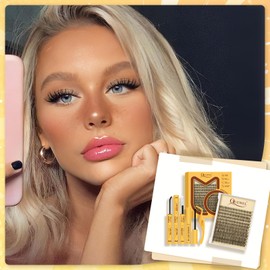 QUEWEL Fairy Lash Clusters Kit, 144pcs Manga Lash Clusters Kit Mix10-18mm Cluster Eyelash Extensions Kit With Lashes Bond and Seal, Lash Tweezers and Remover for DIY Natural Lashes(FD-Fairy-D)