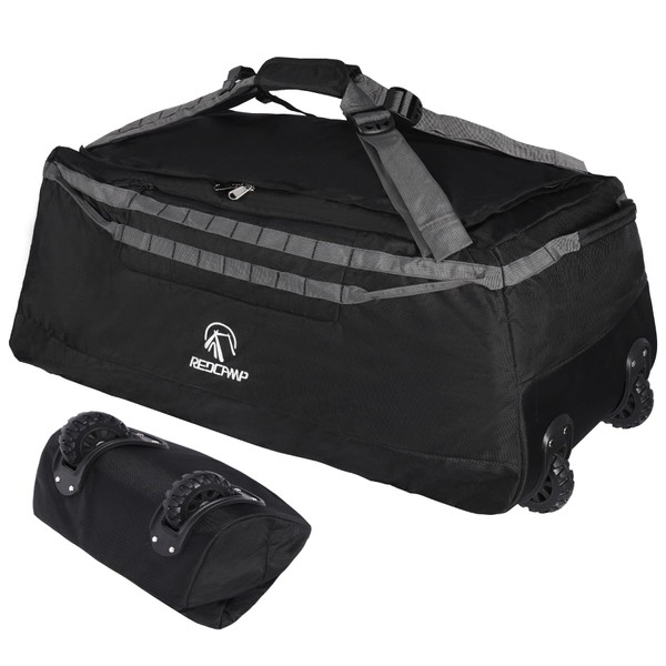 REDCAMP Foldable Duffle Bag with Wheels, 140l Black