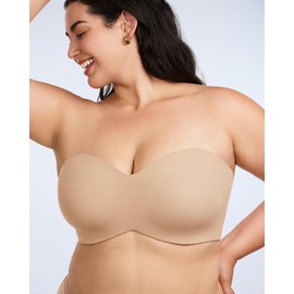 HSIA Strapless Bras for Women, Plus Size Bra with Underwire Lightly Lined Convertible Bandeau Bra for Big Large Busted