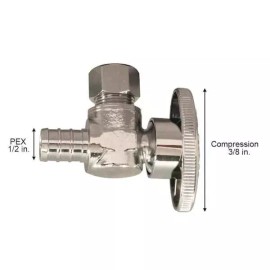 Apollo 1/2 in. Chrome-Plated Brass PEX-B Barb x 3/8 in. Compression Quarter (6-pack)