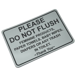 Please Do Not Flush Thank You Bathroom Etiquette Sign Classic Border - 5x7 inches (Silver)