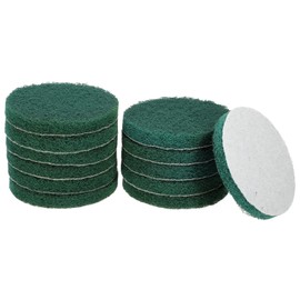 sourcing map 12pcs Scrubber Scouring Pads 180 Grits 5 Inch Drill Power Brush Hoop and Loop Surface Conditioning Disc Drill Scuffing Disc Scrub Pads for Home Kitchen Cleaning, Green