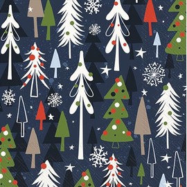 IHR Ideal Home Range Party Napkins Disposable 3-Ply Paper Lunch Napkin Pack, 6.5" x 6.5", Christmas Forest, 20-Count